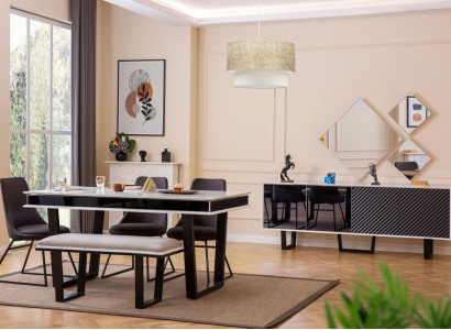 Designer dining room set 10 pieces luxury furniture stylish dining set sideboard